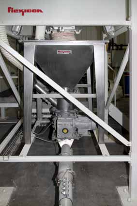 Atchison Topeka transfers powdered foods from bulk bags to tanker trucks dust free